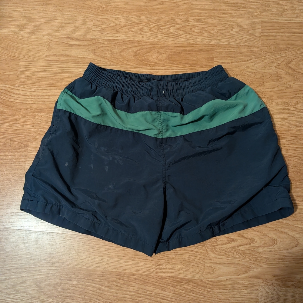 Vintage Swim Trunks Blue Green Teal Striped Shorts